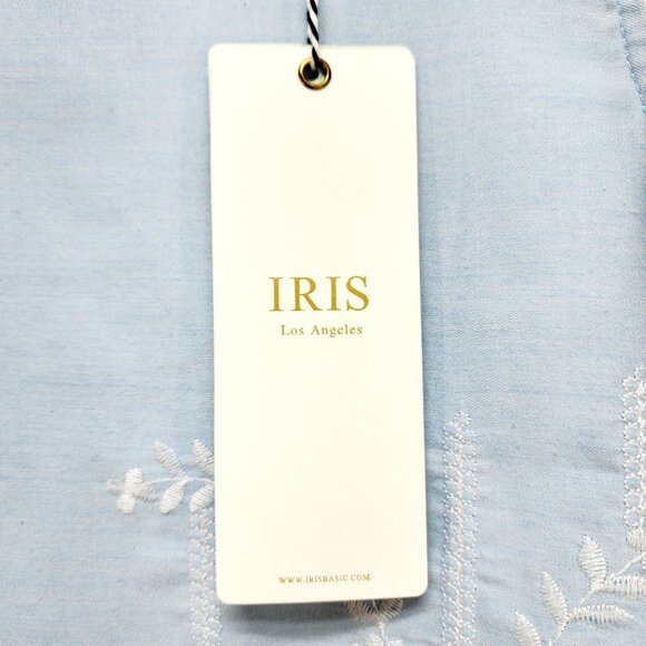 Iris Los Angeles Blue Sleeveless Crop Top With Lace Embroidery Womens Size Large - Picture 4 of 7